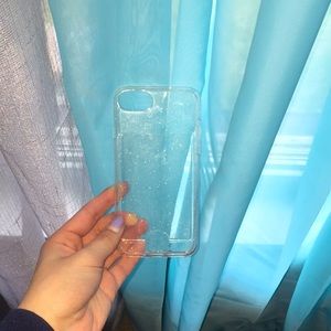 Clear  iPhone case with pink sparkles